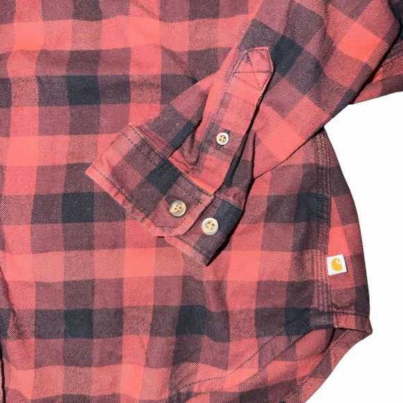 Carhartt Red Black Plaid Flannel Shirt L Women’s Button Down - Picture 2 of 4